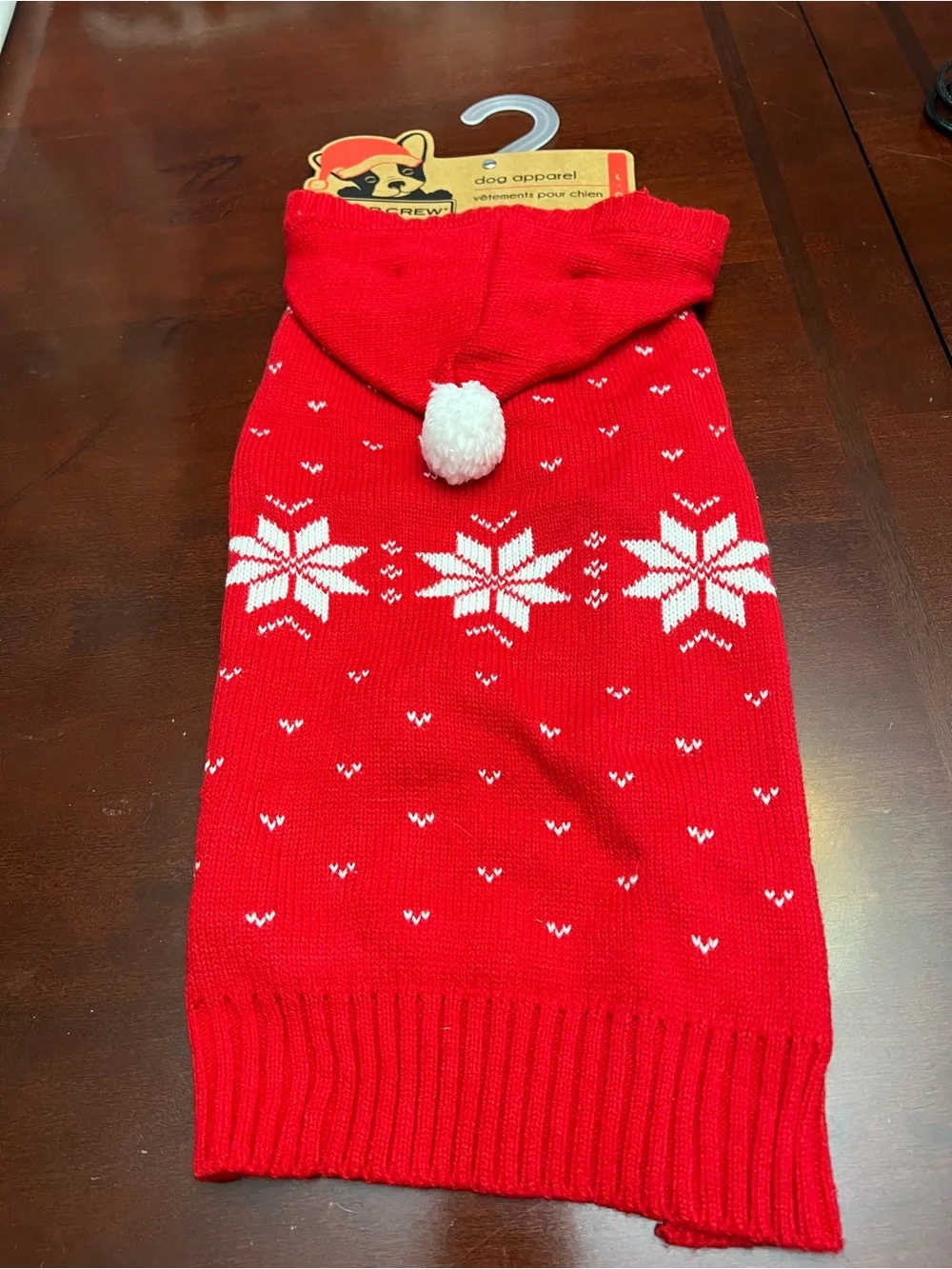 Pup Crew Red Knit Hooded Christmas Sweater for Dogs